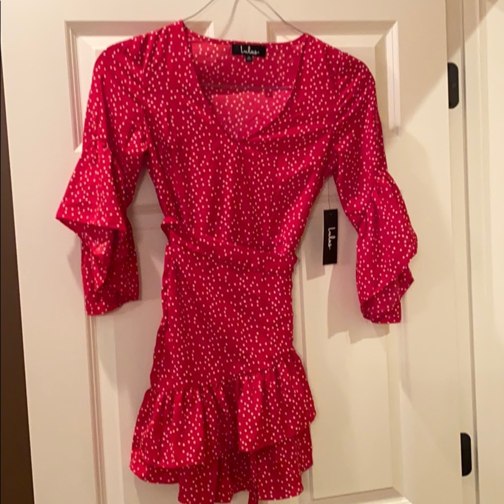 NOT SOLD NWT LULUS RED Polkadot dress detail s…